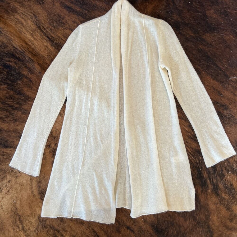 Cynthia Rowley Women's Cardigan 100% 2-Ply Cashmere Sz Medium Cream / Ivory